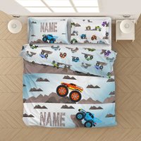 Monster Truck Bedding Set, Custom Name Bedding Sets