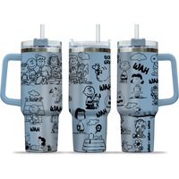 40oz Laser Engraved Tumbler. Charlie Brown And Friends Design Engraved Tumbler