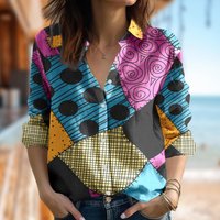 Nightmare Before Christmas Women Casual Shirt, Sally Linen Shirt
