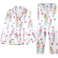 Pink Nutcracker Christmas Pajama Set, Nutcracker Pajama Set
