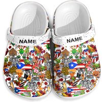 Puerto Rican Symbols Personalized Clogs Shoes