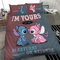 Personalized Valentine I'm Yours No Returns Ohana Couple Quilt Bed Set