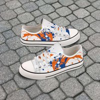 Women's Low Top Sneaker - Blue & Orange Splash