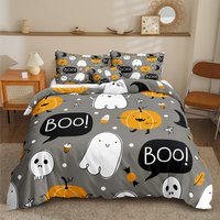 Cartoon Halloween Bedding Sets, Cute Pumpkin Ghost Cartoon Trick Or Treat Bedding Sets