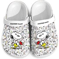 Custom Name Snoopy White Clogs