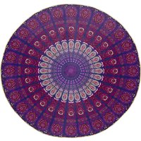Purple Mandala Hippie Boho Round Blanket