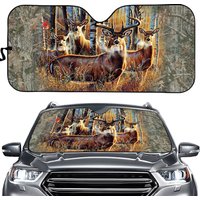 Deer In Forest Car Sunshade, Deer Windshield Sunshade