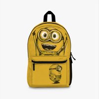Yellow Kids School Backpack, Minion Design On Unisex Bag