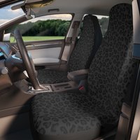 Chic Black Leopard Seat Protector: Trendy Car Decor Wild Black Car Seat