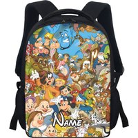All Characters Collection Backpack, Cartoon Movie Bottle, Magic World Backpack, Back To School Characters All Over Print Bag