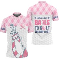 Funny Golf It Takes A Lot Of Pattern Argyle Multicolor Polo Shirt