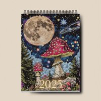 Celestial Mushroom Monthly Planner 2025 Calendar