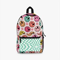 Colorful Smiley Face Backpack - Trendy Teen School Bag