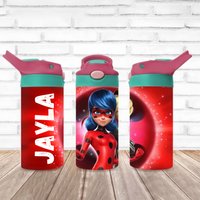 Cat Noir Lady Bug Personalized Water Bottle For Kids & Toddlers