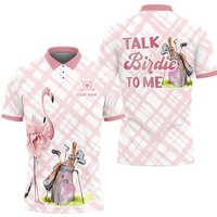 Customize Name Talk Birdie To Me Flamingo Golf Women's Polo Shirt