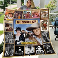 Gunsmoke Fleece Blanket, Gu.nsmoke 50s Western Film Vintage