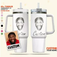 Personalized Tumbler Men, Custom Face Tumbler, Personalized 40oz Tumbler Handle
