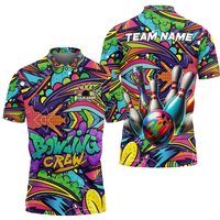 Bowling Graffiti Crew Customized Name, Team Name Polo Shirt