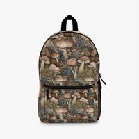 Cottagecore Woodland Forest Watercolor Mushroom Cute Backpack, Back To School Day Pack