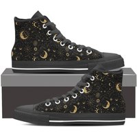 Sun And Moon High Graffiti Design Men's High Top Sneakers