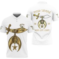 Custom Name Temple Name Noble Ancient Shriners Emblem Men's Polo Shirt