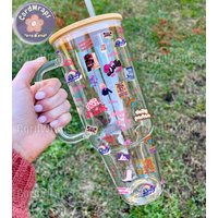 Dolly Parton 40oz Glass Tumbler, Dolly Parton 40oz Glass With Handle, Glass Tumbler With Handle