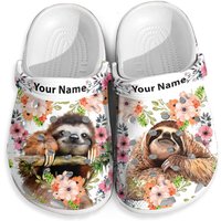Sloth Flower Personalized Clogs Shoes With Your Name