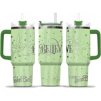 40 Oz Tinker Fairy Tumbler With Handle - Laser Engraved Tumbler With Lid And Straw