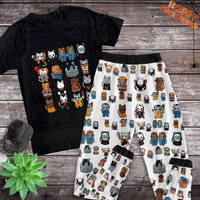 Cats Characters Horror Movie Pajamas Set, Characters Horror Movie Halloween Pajamas Set