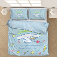 Cartoon Cinnamoroll Bedding Set Cotton Duvet Cover Flat