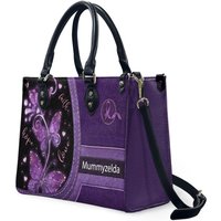 Bufterfly Leather Bag, Purple Handbag, Custom Leather Bag, Woman Handbag
