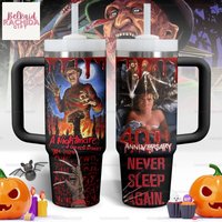 Halloween Nightmare Elm Street 40oz Tumbler, Freddy Krueger Tumbler Cup, Horror Characters Tumblers, Scary Movie Tumbler, Horror Gifts