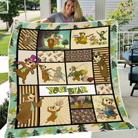 Yogi Bear Blankets Jellystone Park Fleece Blanket Boo Boo Ranger Smith