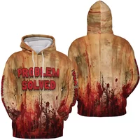 Personalized Bloody Problem Solved Halloween Hoodie 3d Unisex