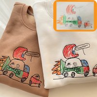 Embroidered Custom Kids Photo Drawing Sweatshirt As A Personalized Unique Special Gift For Moms, Dads, Aunts, Sisters