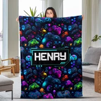 Personalized Gaming Plush Fleece Blanket For Boys, Blanket For Gamers