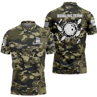 Camo Blended Paint Custom Bowling Shirts, Men's Bowling Polo Shirt