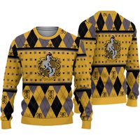 Crest Harry Potter Ugly Christmas Sweater Hufflepuff Custom