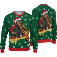Drax Pizza Cat With Laser Eyes, Ugly Christmas Sweater, Drax Ugly Christmas Sweater