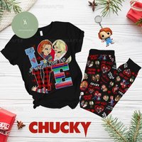 Chucky And Tiffany Horror Movie Pajamas