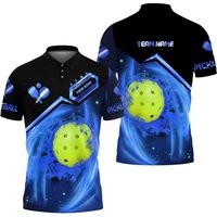 Pickleball Light Pattern Blue Personalized Name, Team Name Unisex Polo Shirt