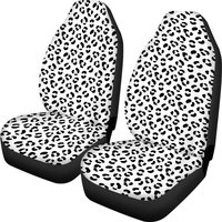 White Leopard Print Car Seat Covers For Front Seats
