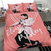 Elvis Presley Performing In Pink Theme Quilt Duvet Cover Set Home Textiles