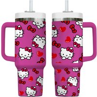 Kitty Cat 40 Oz Tumbler With Straw Lid Handle, Steel Coffee Cup