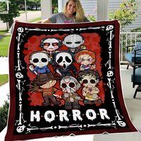 Michael Freddy Jason Horror Character Fleece Blanket, Mink Sherpa Blanket