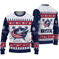Personalized Columbus Blue Jackets Ice Hockey Christmas Ugly Sweater