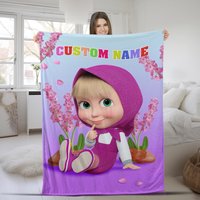 Pesonalized Marsha And Bear Blanket, Marsha And Bear Velvet Blanket