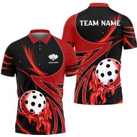 Pickleball Galaxy Pattern Red Personalized Name, Team Name Unisex Polo Shirt