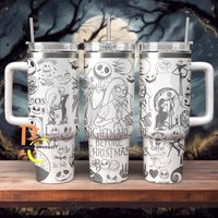 Halloween Engraved 40oz Tumbler, Nightmare Before Christmas 40oz Tumbler