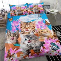 Kids Cute Cat Bedding Set Cartoon Pet Cats Kittens